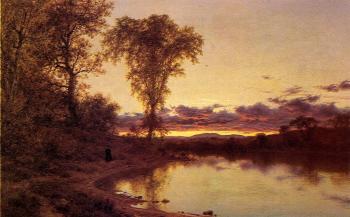 Jervis McEntee : Twilight, a Stroll by the Shore
